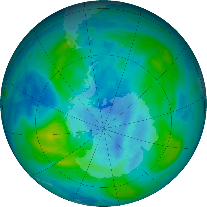Antarctic ozone map for 10 March 1985
